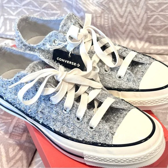 Converse Women's Size 8 Chuck 70 Metallic Tweed Oxford Sneakers - Picture 5 of 9